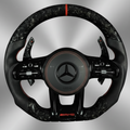 Mercedes AMG Black Forged Carbon/Leather Steering Wheel w/ Red Pinstripe
