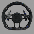 Audi S/RS Steering Wheel w/ Blue Forged Carbon + Alcantara + LED