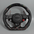 Audi S/RS Steering Wheel w/ Perforated Leather + Red Forged Carbon + LED + R8 Buttons