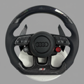 Audi S/RS Steering Wheel w/ Black Carbon + Perf Leather + LED + R8 Style Start/Stop buttons