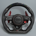 Audi S/RS Steering Wheel w/ Black Carbon + Perf Leather + LED + R8 Style Start/Stop Buttons