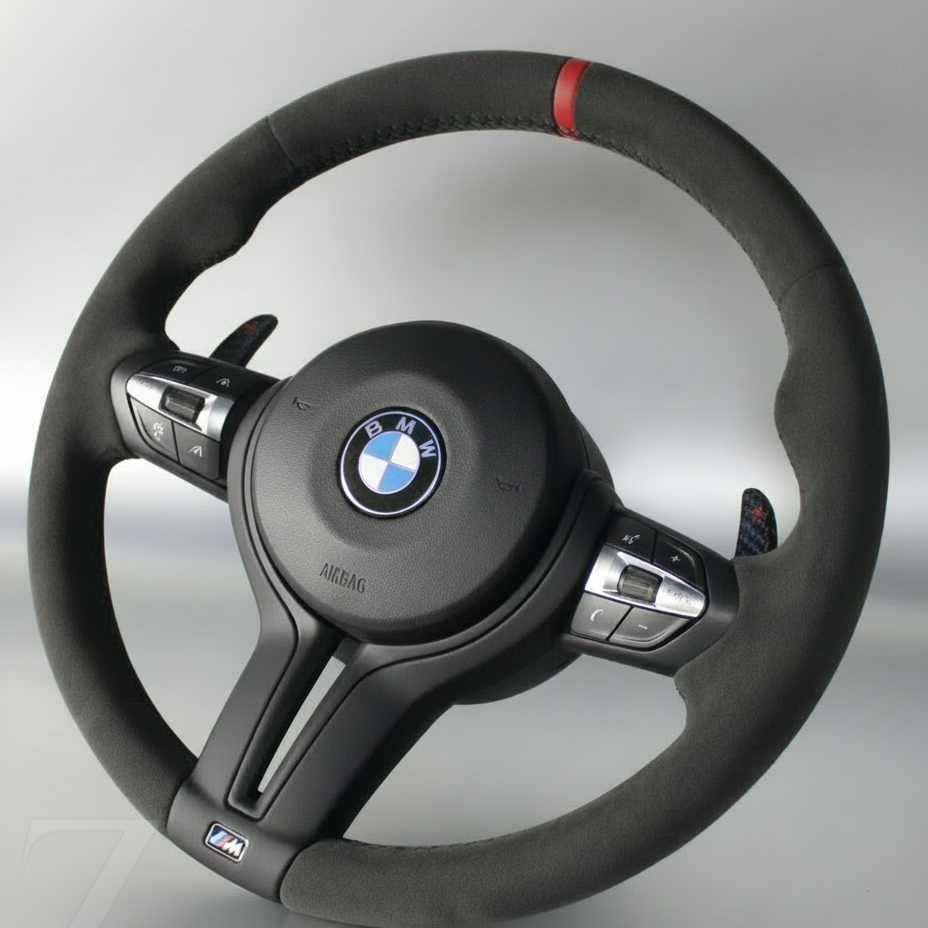 BMW F Series Steering Wheel w/ Full Alcantara + Red Pinstripe