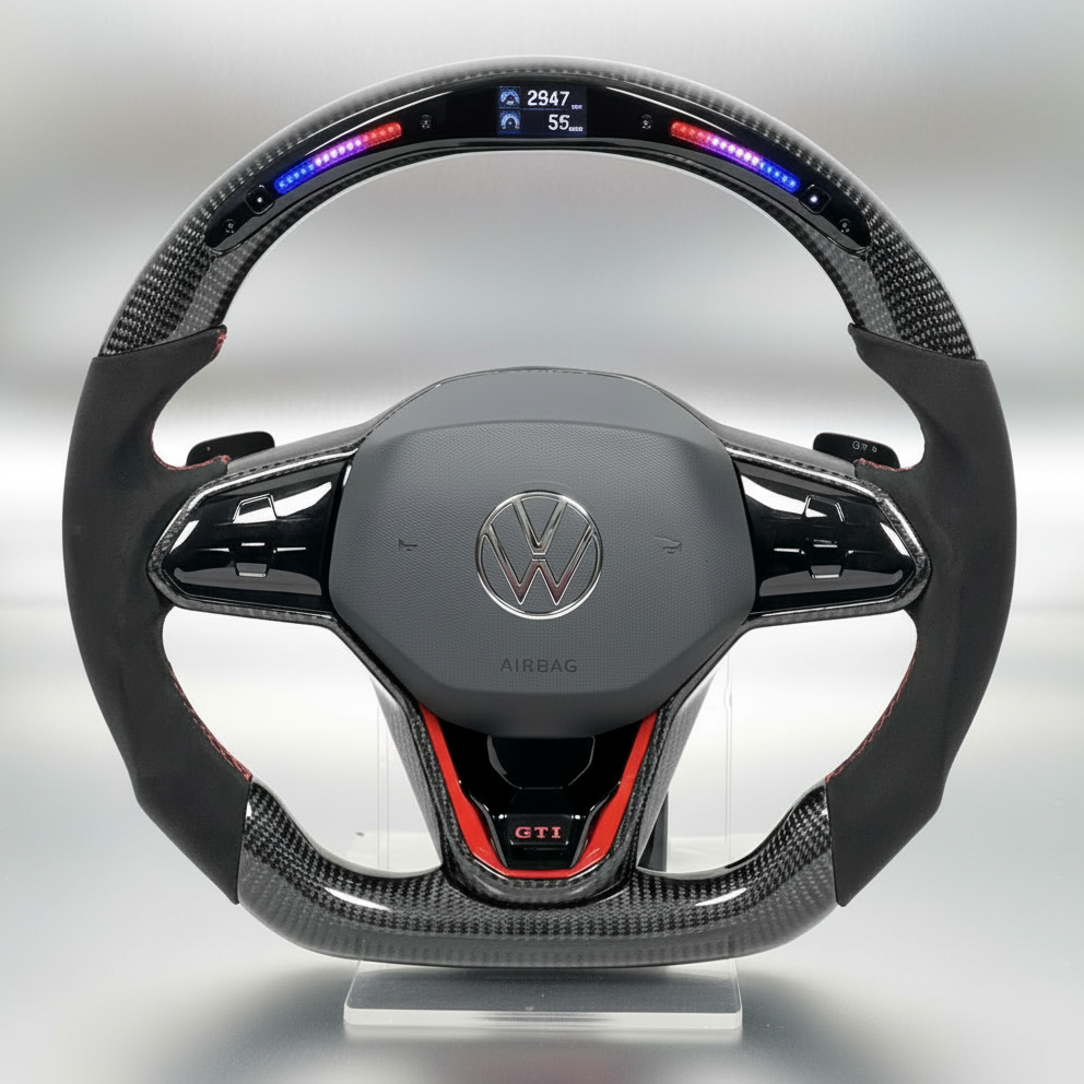 VW MK8 Steering Wheel w/ Alcantara + Carbon + LED