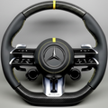 Mercedes AMG Facelift Steering Wheel w/ Carbon + Leather + Yellow Pinstripe