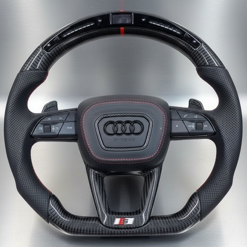 Audi Vorsprung Steering Wheel w/ LED + Carbon + Perf Leather