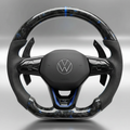 VW MK8 Steering Wheel w/ Blue Forged Carbon + Perf Leather