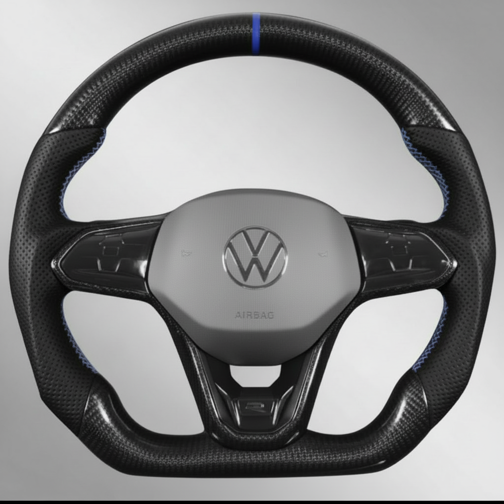 VW MK8 Steering Wheel w/ Carbon + Perf Leather