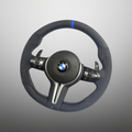BMW F Series Steering Wheel w/ Full Alcantara + Blue Pinstripe