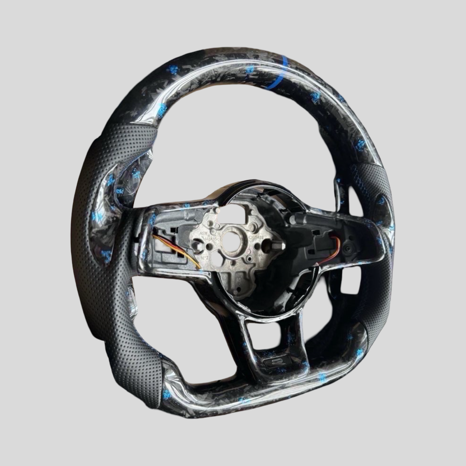 VW MK7.5 Steering Wheel w/ Blue Forged Carbon + Perforated Leather