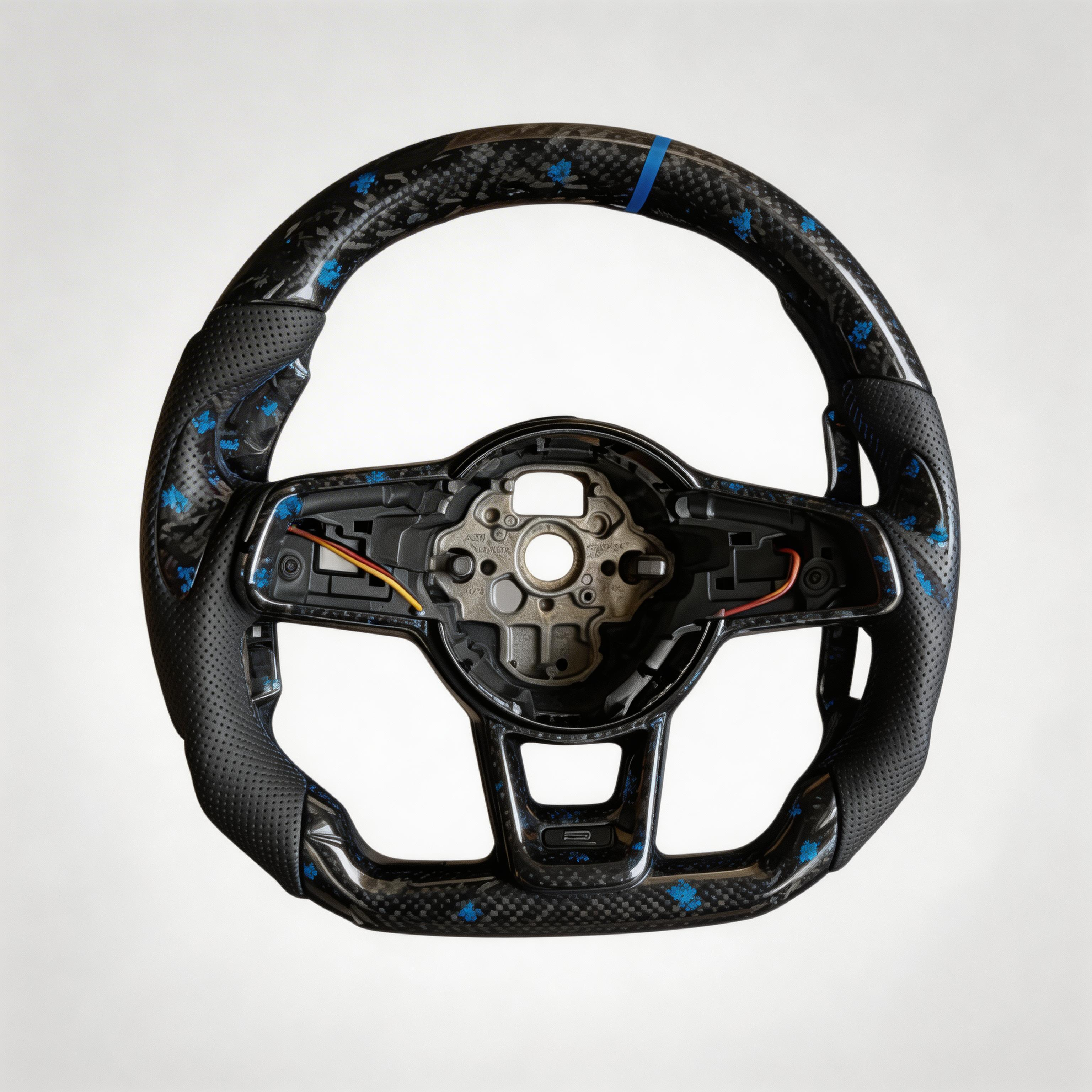 VW MK7.5 Steering Wheel w/ Blue Forged Carbon + Perforated Leather